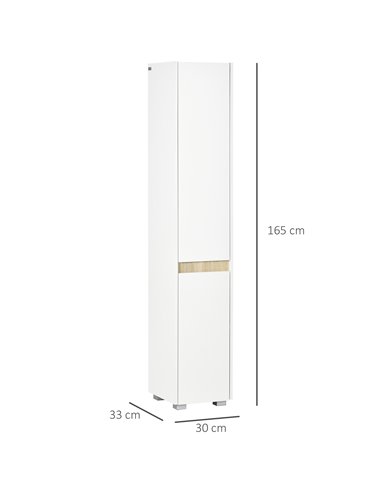 kleankin Tall Bathroom Cabinet with Adjustable Shelves, 5-Tier Modern Freestanding Tallboy with Storage Cabinets, White 834-500V