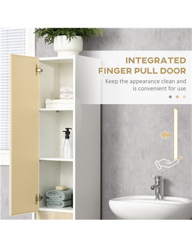kleankin Tall Bathroom Cabinet with Adjustable Shelves, 5-Tier Modern Freestanding Tallboy with Storage Cabinets, White 834-500V