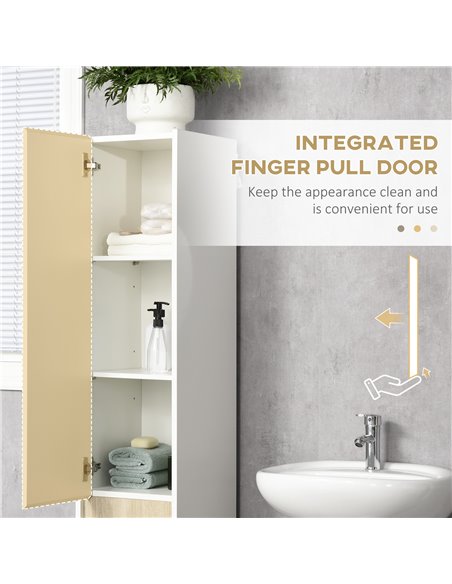 kleankin Tall Bathroom Cabinet with Adjustable Shelves, 5-Tier Modern Freestanding Tallboy with Storage Cabinets, White 834-500V - pic 57756 | FastDaddyshop