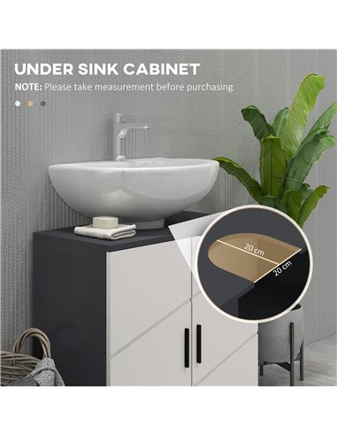 kleankin Pedestal Sink Cabinet, Bathroom Vanity Unit, Floor Basin Storage Cupboard with Double Doors and Shelf, 60 x 30 x 60 cm,