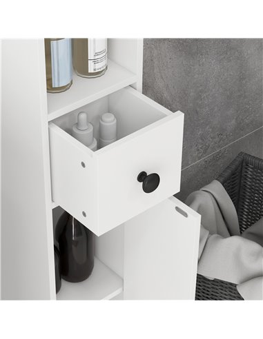 Kleankin 180cm Tall Slim Bathroom Cabinet, Narrow Toilet Roll Storage w/ Open Shelves, 2 Door Cabinets, Adjustable Shelves, for 