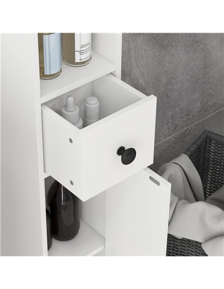 Kleankin 180cm Tall Slim Bathroom Cabinet, Narrow Toilet Roll Storage w/ Open Shelves, 2 Door Cabinets, Adjustable Shelves, for  - pic 57786 | FastDaddyshop