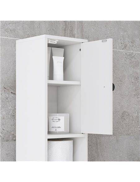 Kleankin 180cm Tall Slim Bathroom Cabinet, Narrow Toilet Roll Storage w/ Open Shelves, 2 Door Cabinets, Adjustable Shelves, for  - pic 57787 | FastDaddyshop