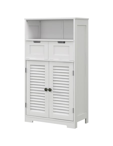 Kleankin Louvred Door Bathroom Storage Unit, White 834-666V80WT - pic 57788 | FastDaddyshop