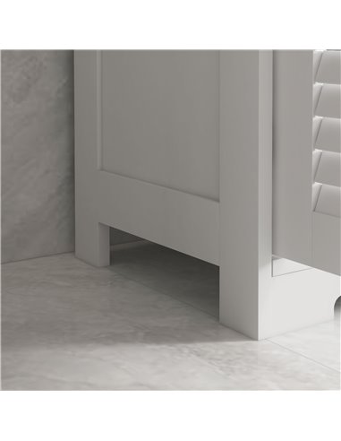 Kleankin Louvred Door Bathroom Storage Unit, Floor Cabinet with Drawers, Open Shelf, Adjustable Shelf, White 834-666V80WT