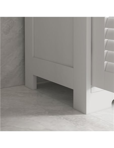 Kleankin Louvred Door Bathroom Storage Unit, Floor Cabinet with Drawers, Open Shelf, Adjustable Shelf, White 834-666V80WT - pic 57796 | FastDaddyshop