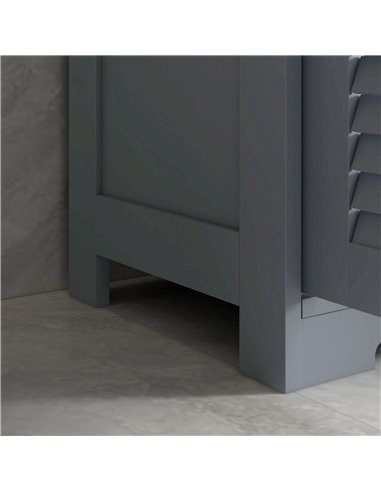 Kleankin Bathroom Storage Cabinet with Drawers, Louvred Doors, Open Compartment, Adjustable Shelf, Grey 834-666V80GY