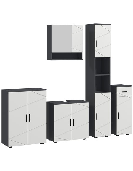 Kleankin 5-Piece Bathroom Furniture Set, Under Sink Unit, Grey 834-P038 - pic 57806 | FastDaddyshop
