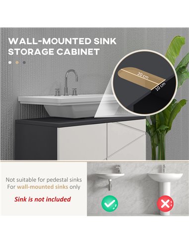 Kleankin Bathroom Furniture Set, 5-Piece Storage Solution with Tall & Small Cabinets, Wall-Mounted Mirror, Under Sink Unit, Grey