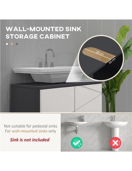 Kleankin Bathroom Furniture Set, 5-Piece Storage Solution with Tall & Small Cabinets, Wall-Mounted Mirror, Under Sink Unit, Grey - pic 57809 | FastDaddyshop