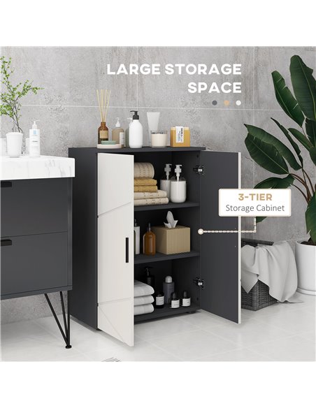Kleankin Bathroom Furniture Set, 5-Piece Storage Solution with Tall & Small Cabinets, Wall-Mounted Mirror, Under Sink Unit, Grey - pic 57810 | FastDaddyshop