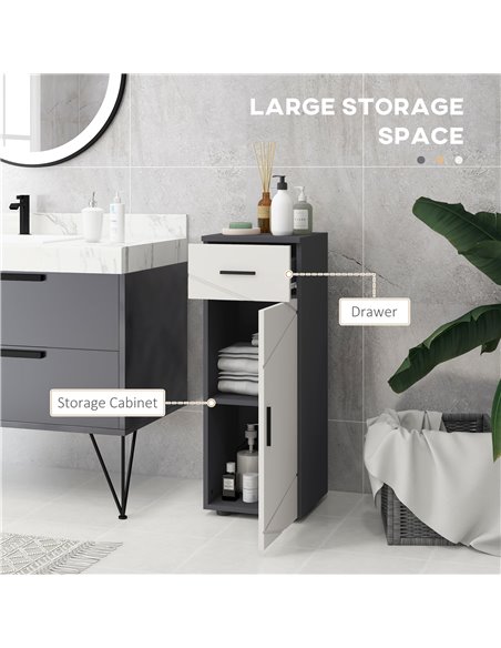 Kleankin Bathroom Furniture Set, 5-Piece Storage Solution with Tall & Small Cabinets, Wall-Mounted Mirror, Under Sink Unit, Grey - pic 57811 | FastDaddyshop