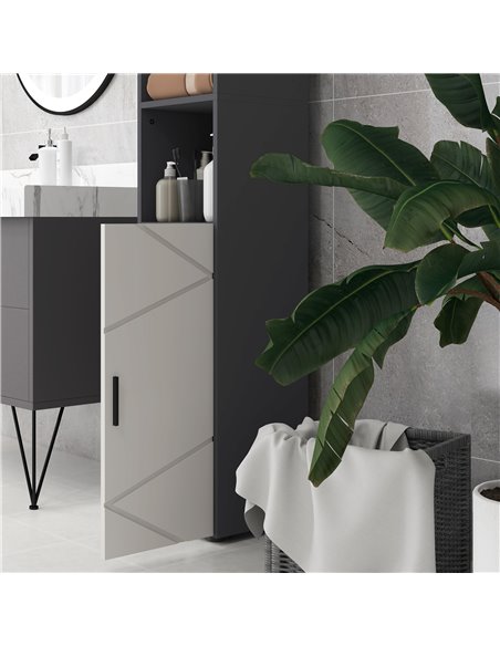 Kleankin Bathroom Furniture Set, 5-Piece Storage Solution with Tall & Small Cabinets, Wall-Mounted Mirror, Under Sink Unit, Grey - pic 57813 | FastDaddyshop
