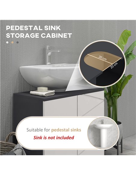 Kleankin 5-Piece Grey Bathroom Furniture Set, Storage Cabinets with Doors, Shelves, Wall-mounted Mirror Cabinet, Pedestal Sink U - pic 57818 | FastDaddyshop