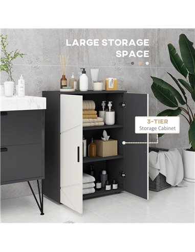 Kleankin 5-Piece Grey Bathroom Furniture Set, Storage Cabinets with Doors, Shelves, Wall-mounted Mirror Cabinet, Pedestal Sink U
