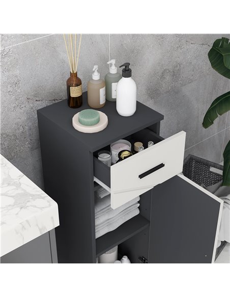 Kleankin 5-Piece Grey Bathroom Furniture Set, Storage Cabinets with Doors, Shelves, Wall-mounted Mirror Cabinet, Pedestal Sink U - pic 57823 | FastDaddyshop