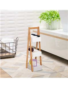 HOMCOM Freestanding 3 Tier A Frame Bathroom Storage Rack Shelf Organiser, Water-Resistant, White 834-100 2