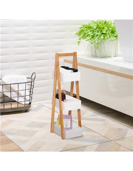 HOMCOM Freestanding 3 Tier A Frame Shower Caddy, Bathroom Storage Rack Shelf Organiser, Water-Resistant, White 834-100 - pic 57852 | FastDaddyshop