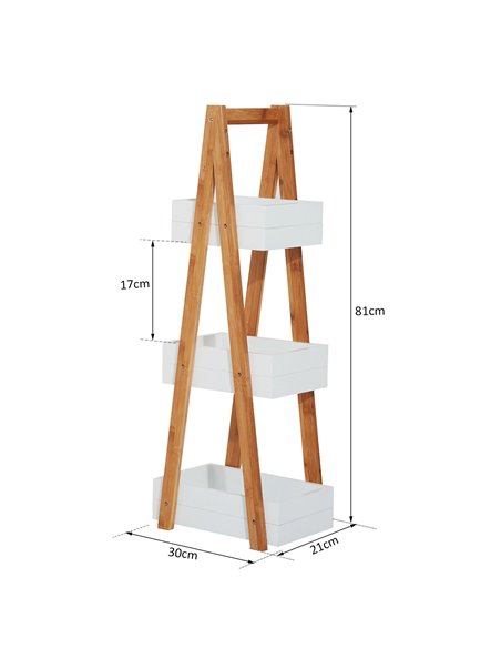 HOMCOM Freestanding 3 Tier A Frame Shower Caddy, Bathroom Storage Rack Shelf Organiser, Water-Resistant, White 834-100 - pic 57853 | FastDaddyshop