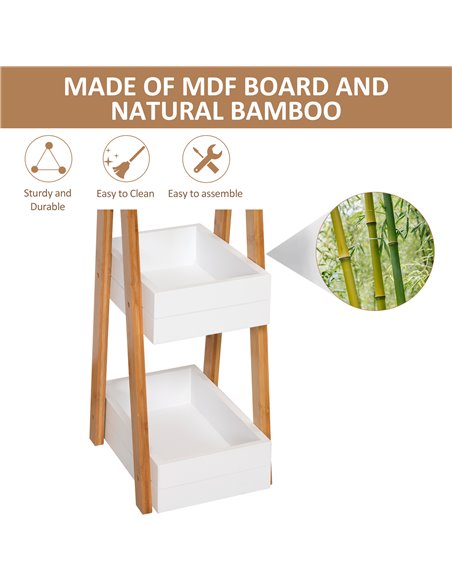 HOMCOM Freestanding 3 Tier A Frame Shower Caddy, Bathroom Storage Rack Shelf Organiser, Water-Resistant, White 834-100 - pic 57855 | FastDaddyshop