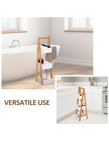 HOMCOM Freestanding 3 Tier A Frame Shower Caddy, Bathroom Storage Rack Shelf Organiser, Water-Resistant, White 834-100