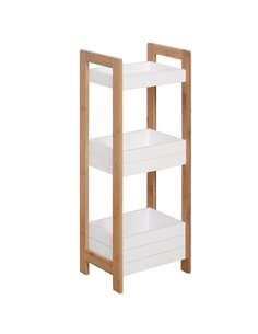 HOMCOM 3-Tier Bathroom Rack Storage Shelf Bamboo Organiser, White 834-099
