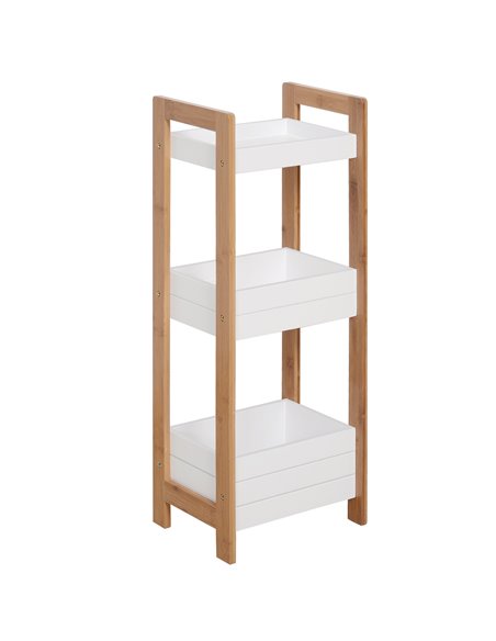 HOMCOM 3-Tier Bathroom Rack Storage Shelf Bamboo Organiser, White 834-099 - pic 57860 | FastDaddyshop