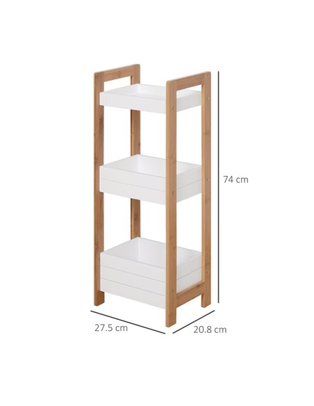 HOMCOM 3-Tier Bathroom Rack Storage Shelf Bamboo Organiser Shower Tower for Narrow Place 834-099 - pic 57862 | FastDaddyshop
