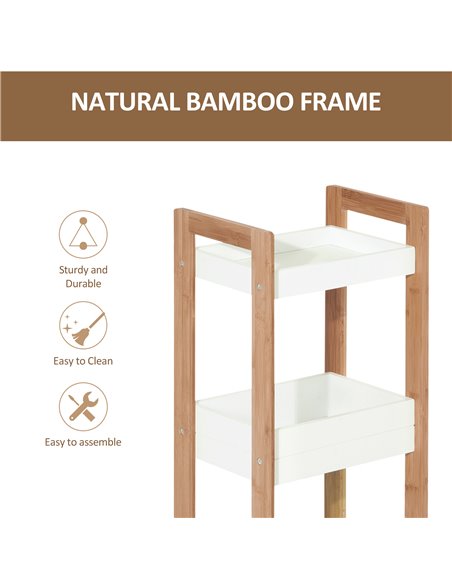 HOMCOM 3-Tier Bathroom Rack Storage Shelf Bamboo Organiser Shower Tower for Narrow Place 834-099 - pic 57863 | FastDaddyshop
