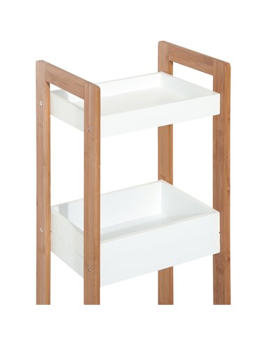 HOMCOM 3-Tier Bathroom Rack Storage Shelf Bamboo Organiser Shower Tower for Narrow Place 834-099