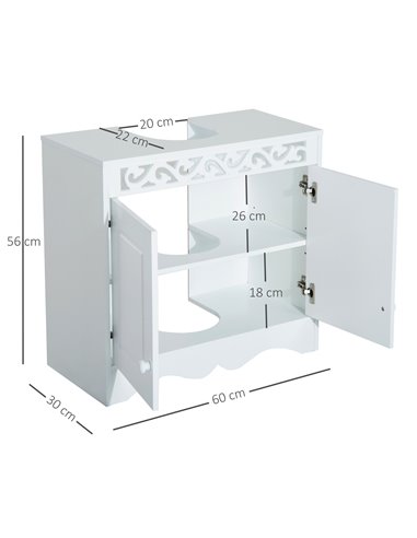 HOMCOM Wooden Under Sink Bathroom Cabinet, 2 Door Storage Cupboard, Space Saving Vanity Units 834-116