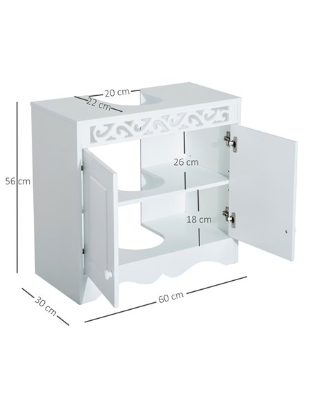HOMCOM Wooden Under Sink Bathroom Cabinet, 2 Door Storage Cupboard, Space Saving Vanity Units 834-116 - pic 57871 | FastDaddyshop