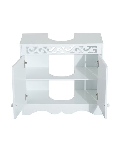 HOMCOM Wooden Under Sink Bathroom Cabinet, 2 Door Storage Cupboard, Space Saving Vanity Units 834-116