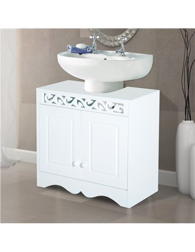 HOMCOM Wooden Under Sink Bathroom Cabinet, 2 Door Storage Cupboard, Space Saving Vanity Units 834-116