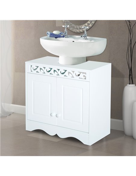 HOMCOM Wooden Under Sink Bathroom Cabinet, 2 Door Storage Cupboard, Space Saving Vanity Units 834-116 - pic 57876 | FastDaddyshop