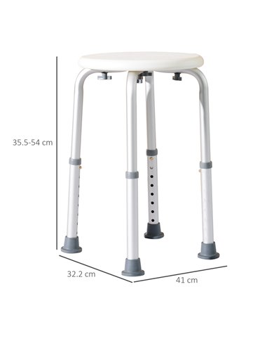 HOMCOM Adjustable Bath Chair, Shower Seat with Safety Design for Elderly, Bathroom Aids, White 72-0011