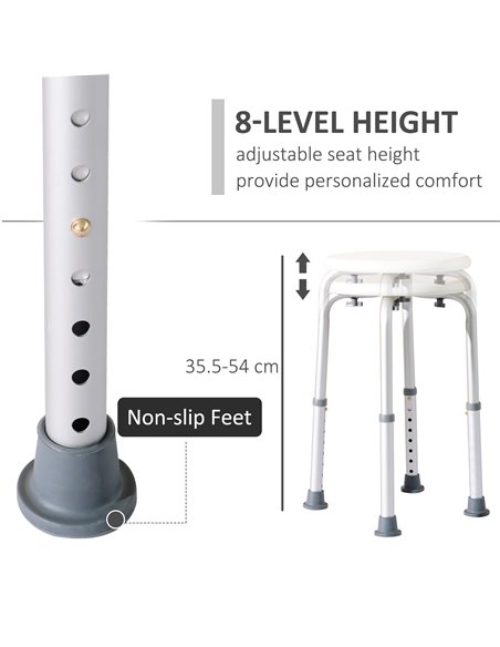 HOMCOM Adjustable Bath Chair, Shower Seat with Safety Design for Elderly, Bathroom Aids, White 72-0011 - pic 57889 | FastDaddyshop