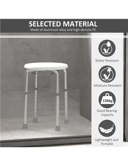 HOMCOM Adjustable Bath Chair, Shower Seat with Safety Design for Elderly, Bathroom Aids, White 72-0011 - pic 57891 | FastDaddyshop