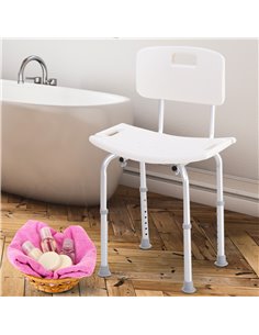HOMCOM Adjustable Bath Chair, Shower Stool Safety Seat for Elderly, White 72-0008 2