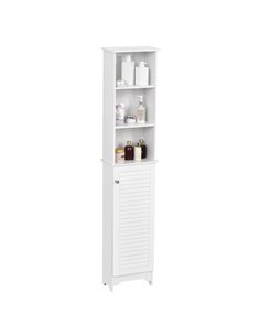 HOMCOM Freestanding Tallboy Bathroom Storage Cabinet, White 834-242