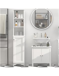 HOMCOM Freestanding Tallboy Bathroom Storage Cabinet, White 834-242 2