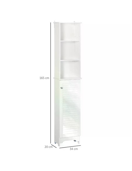 HOMCOM Freestanding Tallboy Bathroom Storage Cabinet w/ 6 Shelves Cupboard Tower Organisation Home Bathroom Furniture White 834- - pic 57906 | FastDaddyshop