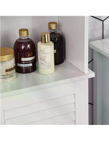 HOMCOM Freestanding Tallboy Bathroom Storage Cabinet w/ 6 Shelves Cupboard Tower Organisation Home Bathroom Furniture White 834-