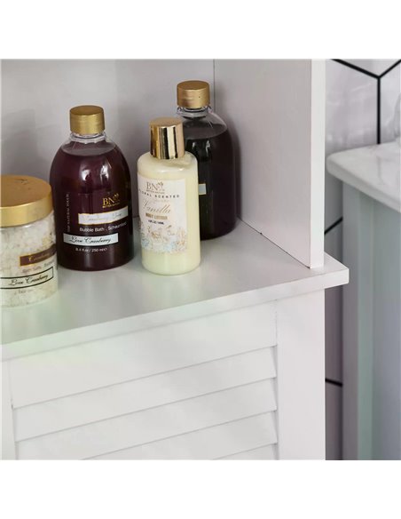 HOMCOM Freestanding Tallboy Bathroom Storage Cabinet w/ 6 Shelves Cupboard Tower Organisation Home Bathroom Furniture White 834- - pic 57910 | FastDaddyshop