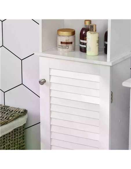 HOMCOM Freestanding Tallboy Bathroom Storage Cabinet w/ 6 Shelves Cupboard Tower Organisation Home Bathroom Furniture White 834- - pic 57911 | FastDaddyshop