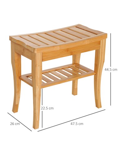 HOMCOM Bamboo Bathroom Shower Bench w/ Lower Shelf 834-152