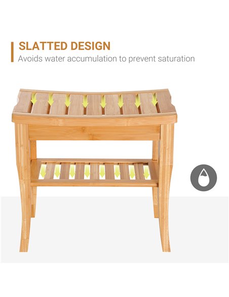 HOMCOM Bamboo Bathroom Shower Bench w/ Lower Shelf 834-152 - pic 57918 | FastDaddyshop