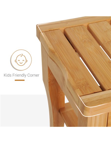 HOMCOM Bamboo Bathroom Shower Bench w/ Lower Shelf 834-152 - pic 57919 | FastDaddyshop