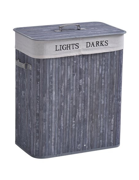 HOMCOM Wooden Laundry Hamper 100L, Grey 850-020GY - pic 57922 | FastDaddyshop