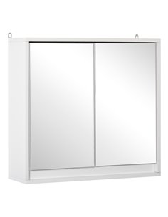 HOMCOM Wall Mounted Bathroom Mirror Cabinet, White 834-172WT